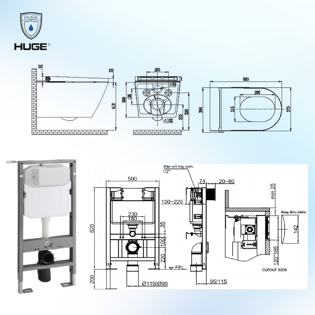 BỒN CẦU THÔNG MINH TREO TƯỜNG H-BTS236 - Ảnh 2