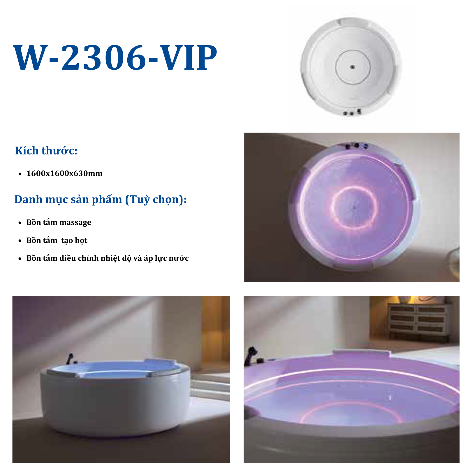 BỒN TẮM HUGE W-2306-VIP - Ảnh 2