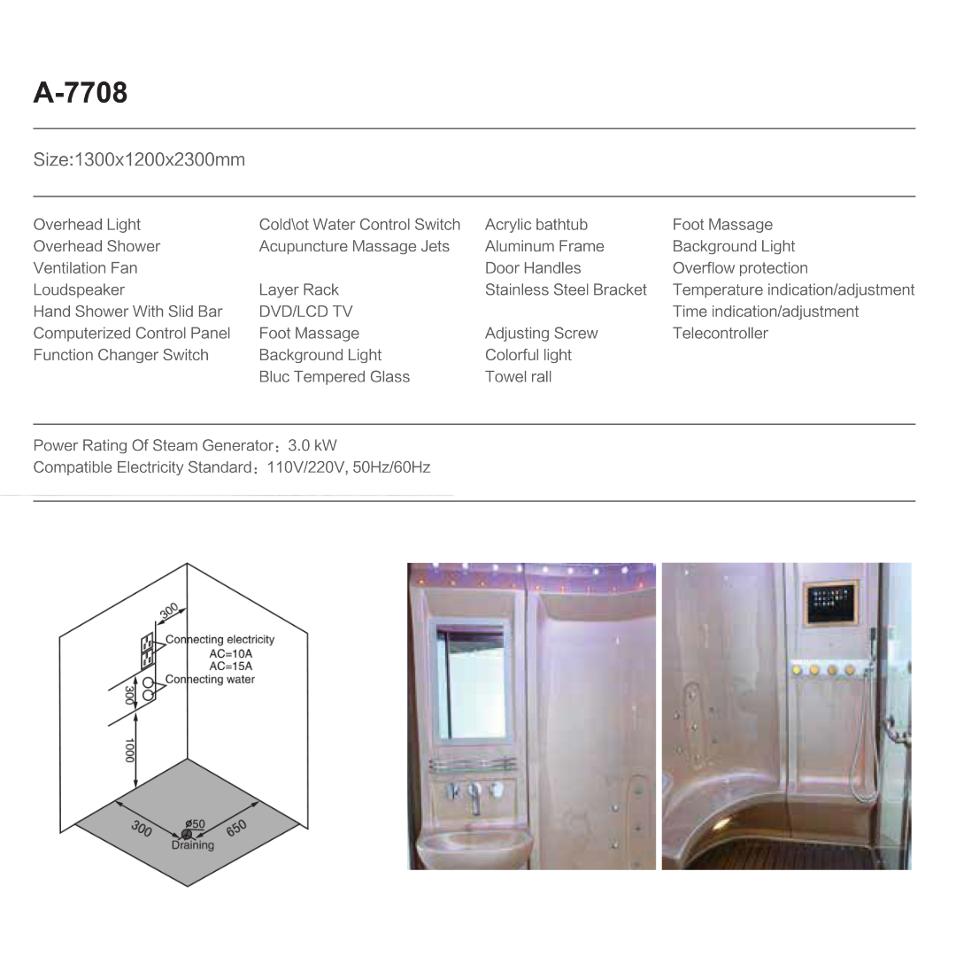 BỒN TẮM XÔNG HƠI A-7708 - Ảnh 2