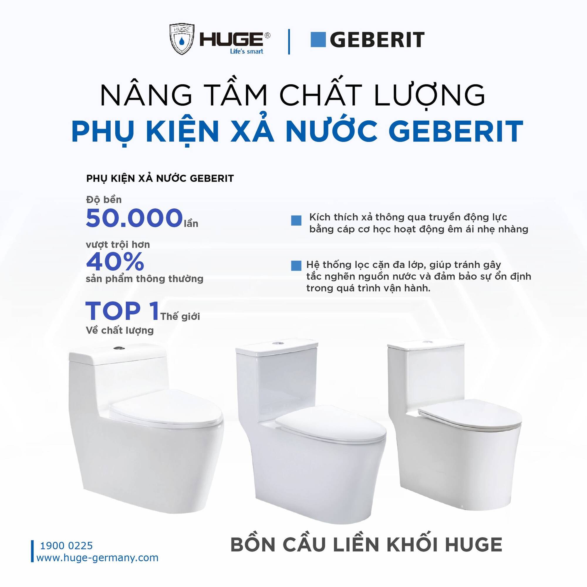 Thiết bị và phụ kiện nhà tắm chính hãng Huge