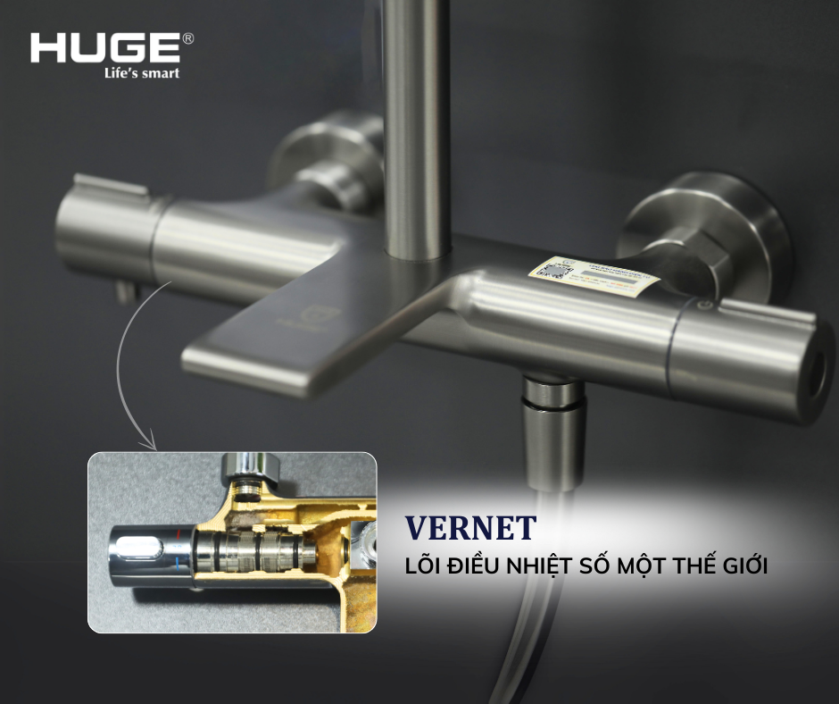 Ứng dụng của lõi điều nhiệt Vernet trong Sen tắm HUGE Ứng dụng của lõi điều nhiệt Vernet trong Sen tắm HUGE