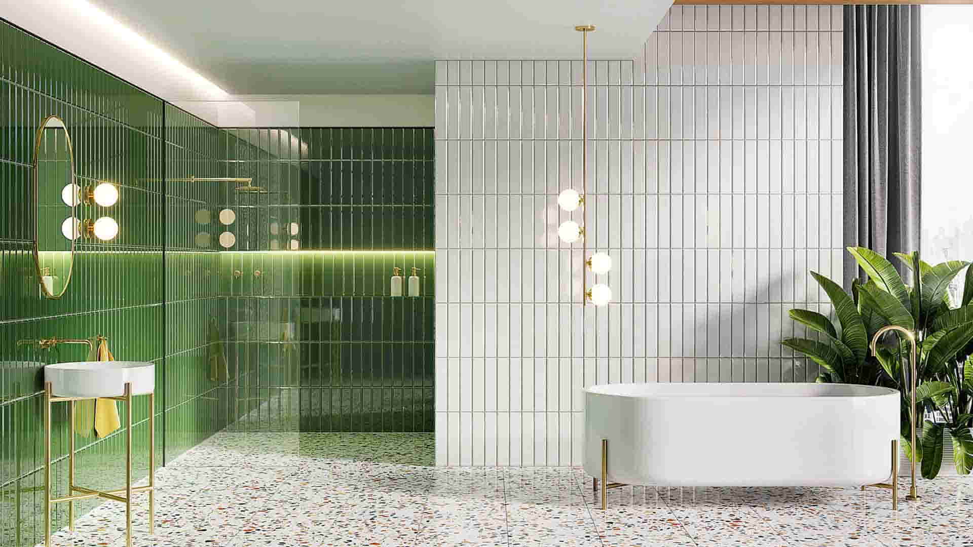 Phòng tắm màu xanh lá Phòng tắm màu xanh lá