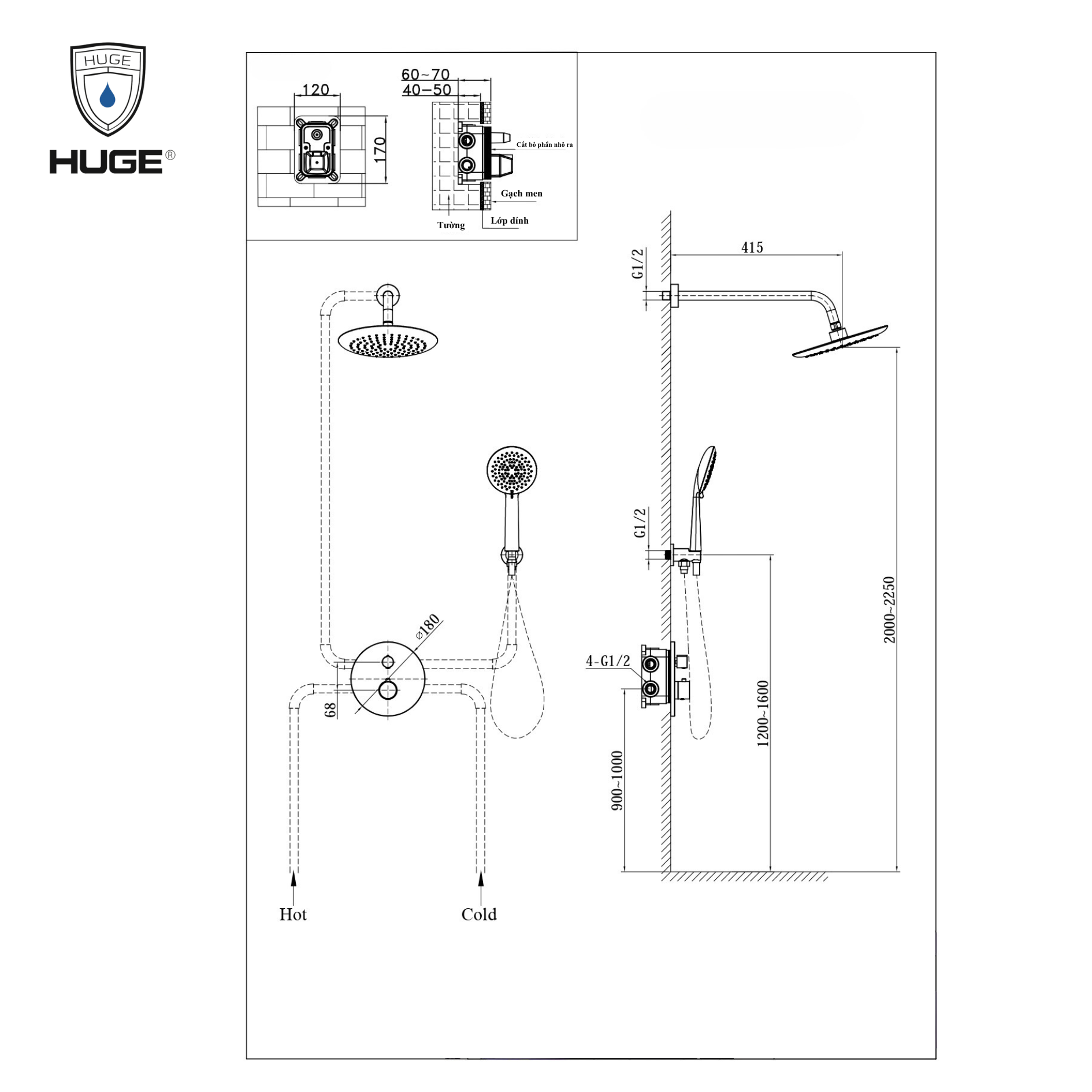 SEN TẮM ÂM TƯỜNG NHIỆT ĐỘ H-ST026M - Ảnh 2