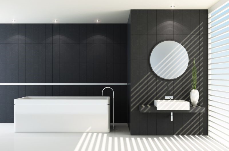 Mẫu thiết kế phòng tắm theo màu đen Mẫu thiết kế phòng tắm theo màu đen