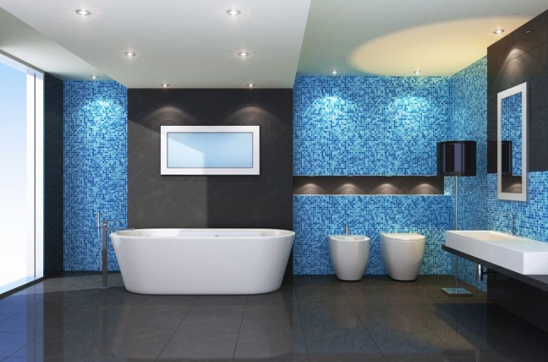 Mẫu thiết kế phòng tắm theo màu xanh Mẫu thiết kế phòng tắm theo màu xanh