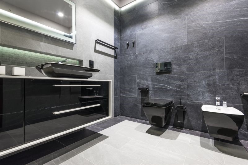 Mẫu thiết kế phòng tắm theo màu đen Mẫu thiết kế phòng tắm theo màu đen
