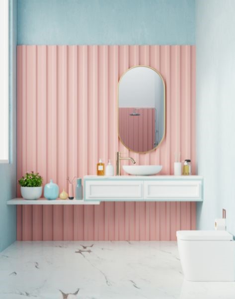 Mẫu thiết kế phòng tắm theo màu hồng Mẫu thiết kế phòng tắm theo màu hồng