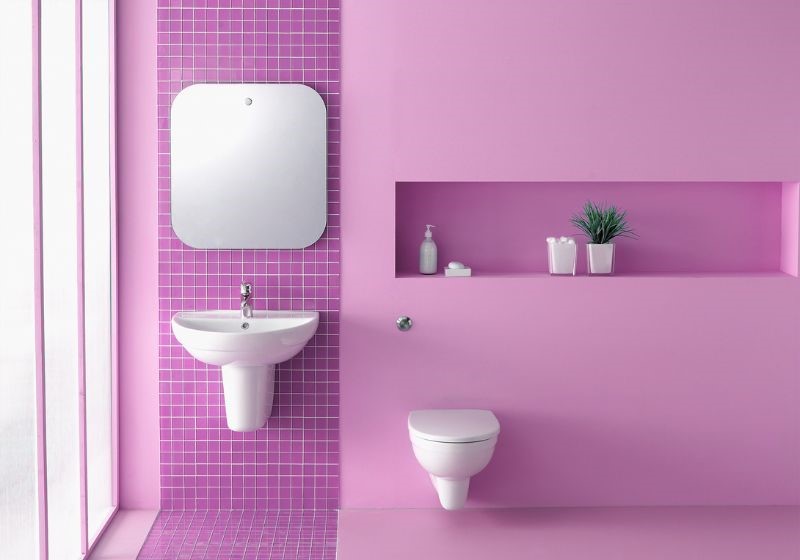 Mẫu thiết kế phòng tắm theo màu hồng Mẫu thiết kế phòng tắm theo màu hồng