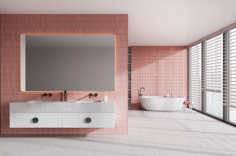 Mẫu thiết kế phòng tắm theo màu hồng Mẫu thiết kế phòng tắm theo màu hồng