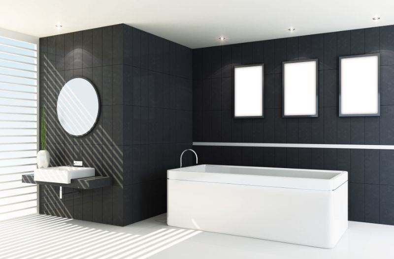 Mẫu thiết kế phòng tắm theo màu đen Mẫu thiết kế phòng tắm theo màu đen