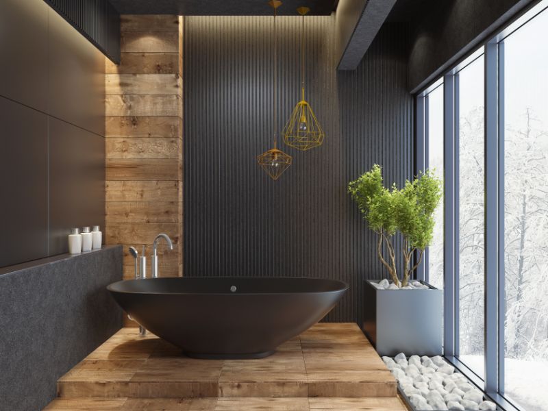 Mẫu thiết kế phòng tắm theo màu đen Mẫu thiết kế phòng tắm theo màu đen