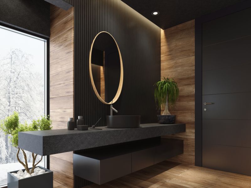 Mẫu thiết kế phòng tắm theo màu đen Mẫu thiết kế phòng tắm theo màu đen