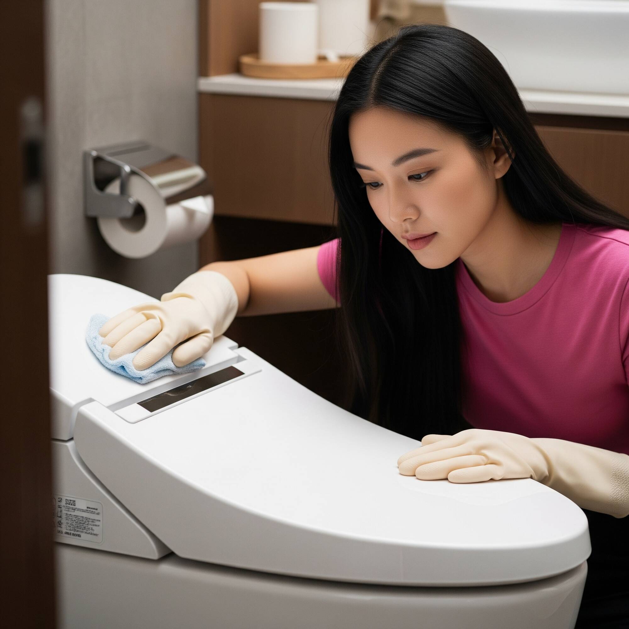 Vệ sinh bề mặt bồn cầu thông minh đúng cách bằng khăn mềm Vệ sinh bề mặt bồn cầu thông minh đúng cách bằng khăn mềm