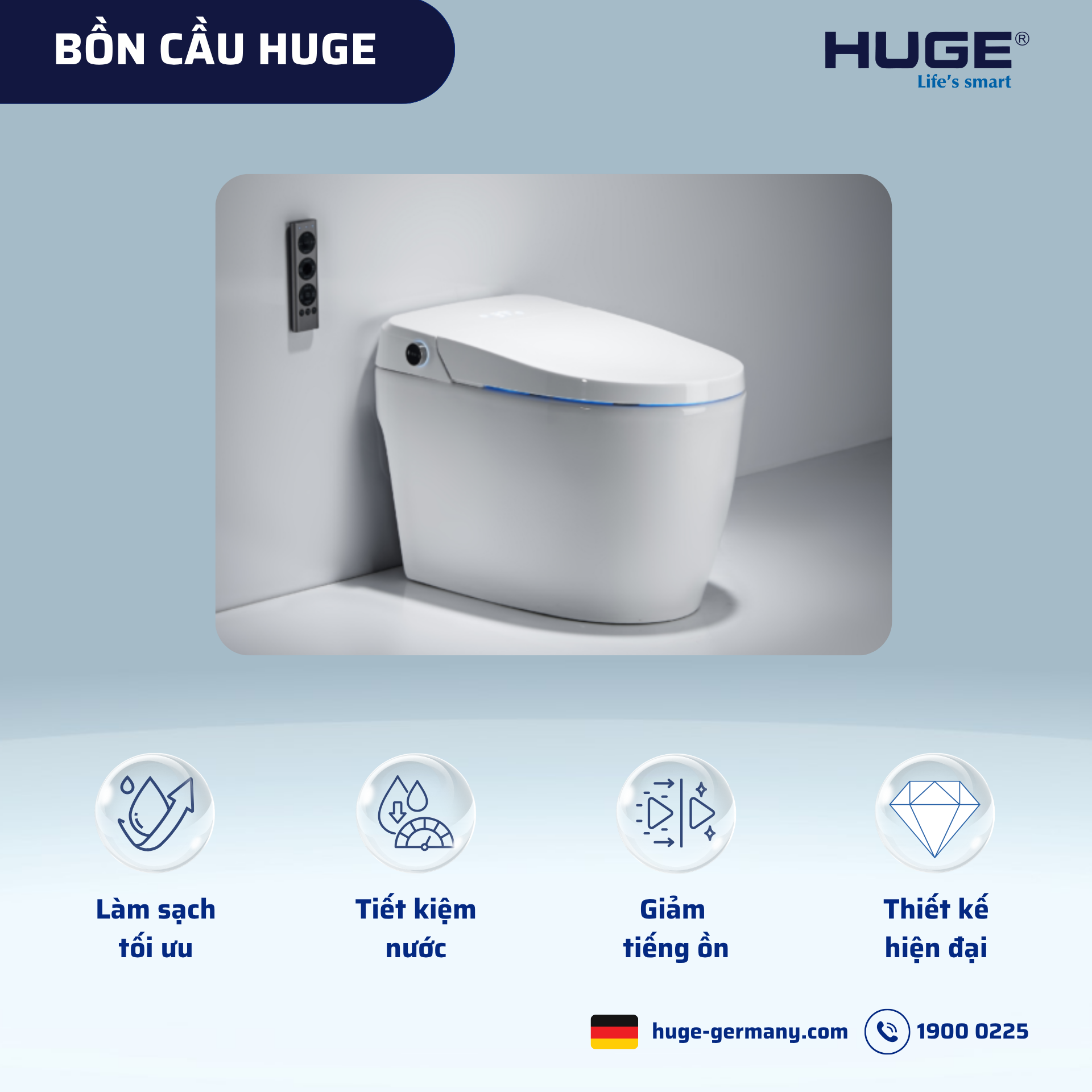 Bí quyết chọn bồn cầu luôn trắng sáng, ngăn ngừa ố vàng từ HUGE